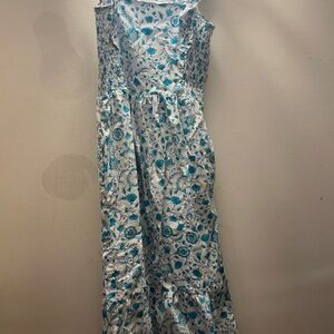 Floral Maxi Dress in Blue and White